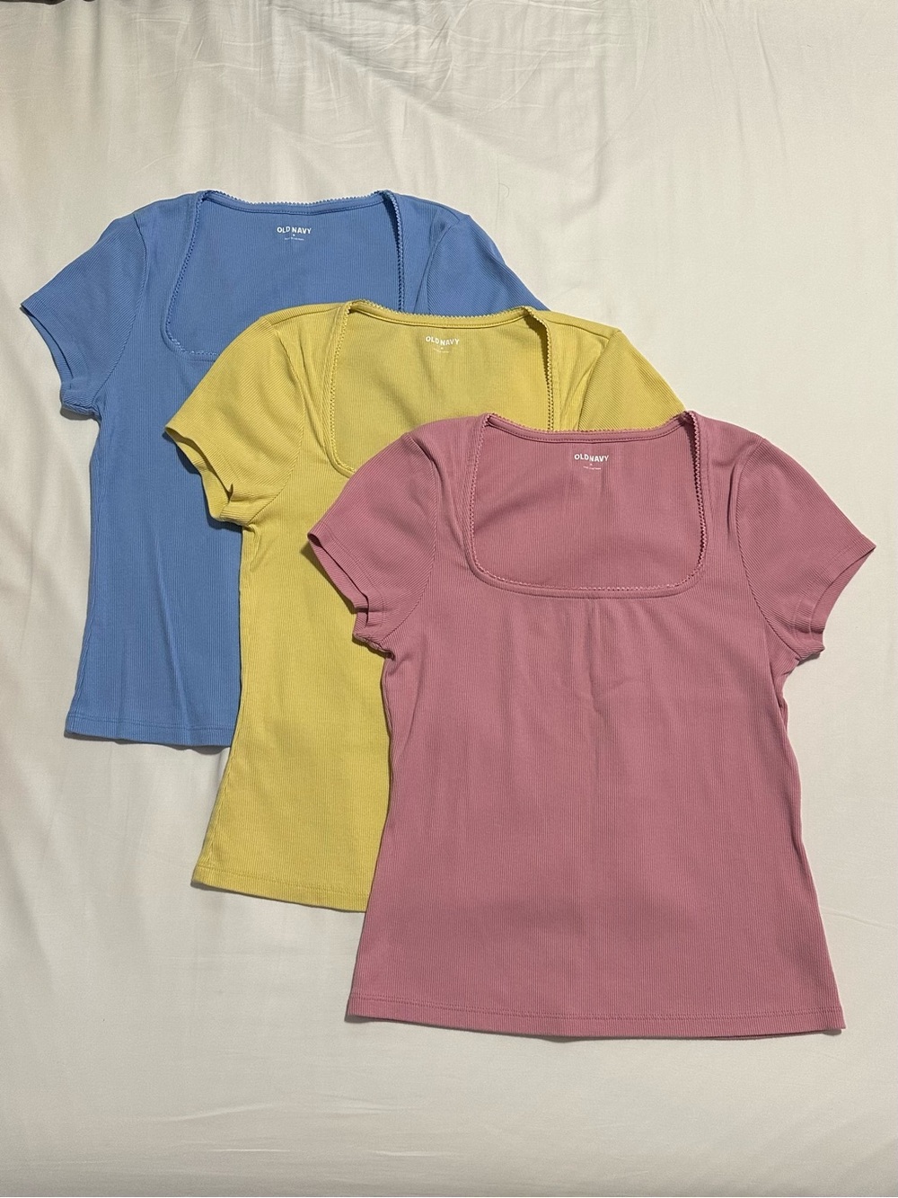 Old Navy Women's Square Neck Short Sleeve Tops (3-Pack)